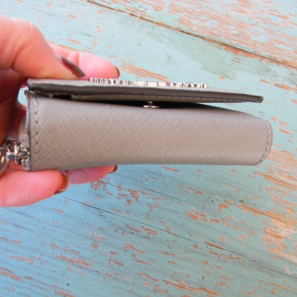 MICHAEL KORS GRAY SAFFIANO LEATHER SMALL COMPACT TRIFOLD WALLET - Picture 4 of 7